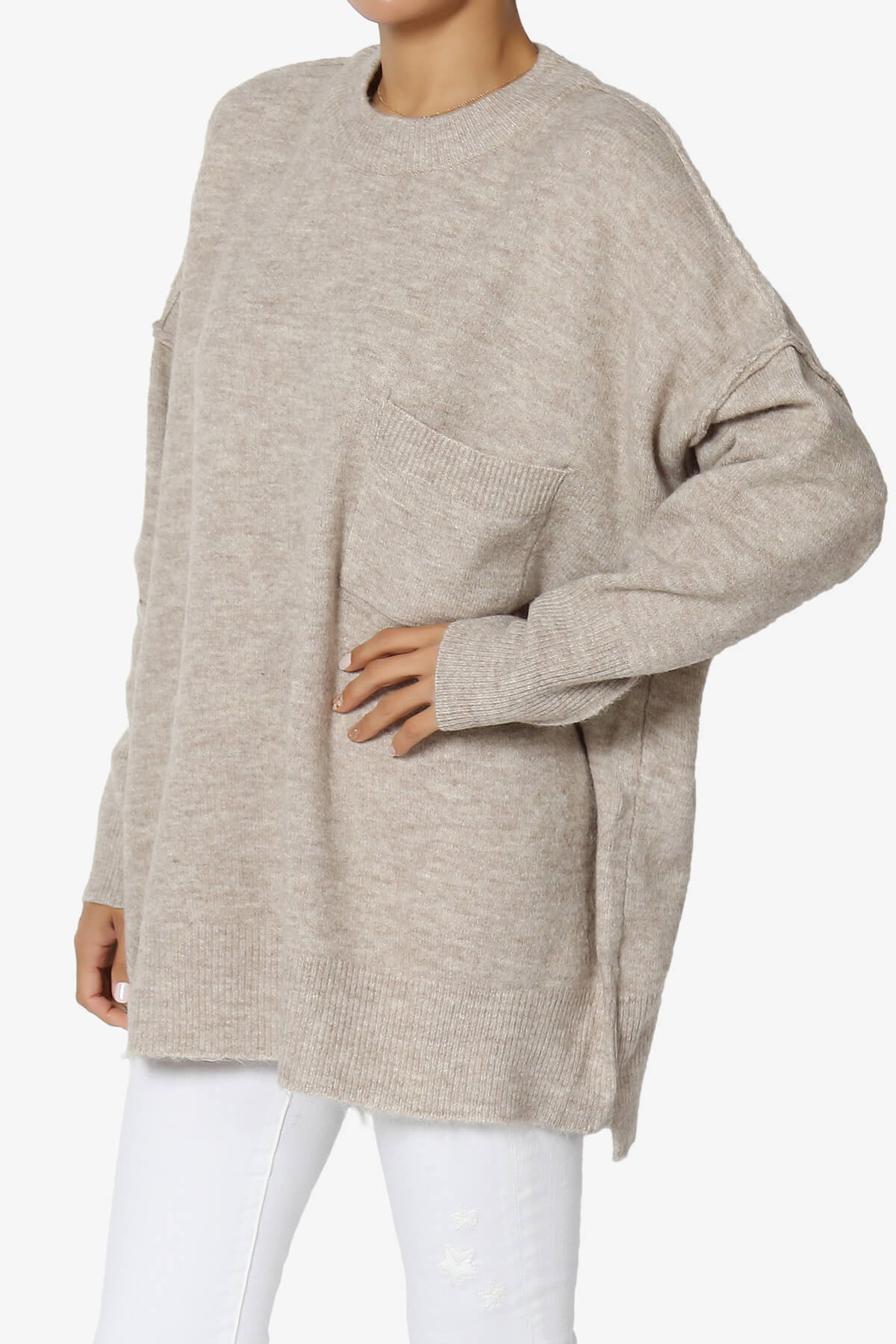 Taryn Oversized Crew Neck Pullover Sweater MOCHA_3