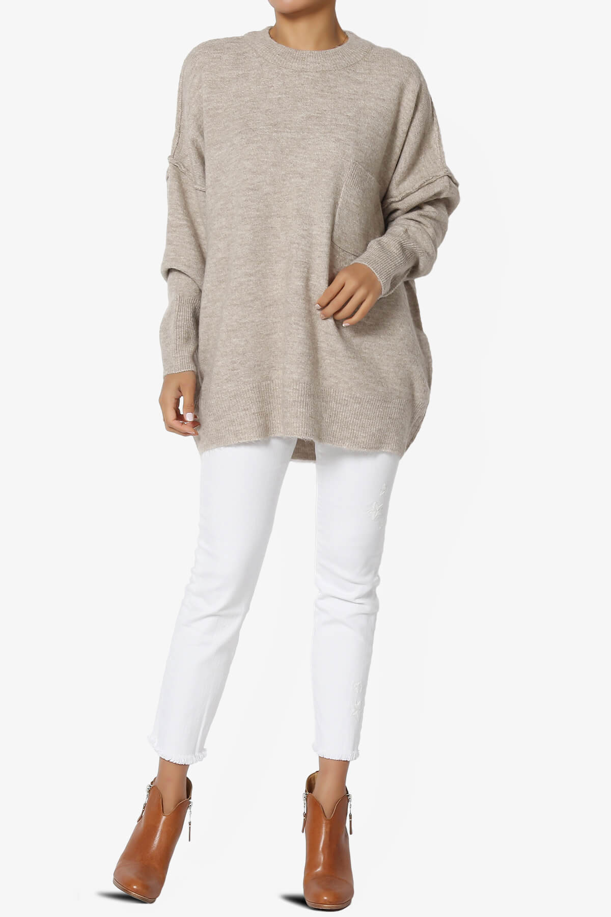 Taryn Oversized Crew Neck Pullover Sweater MOCHA_6