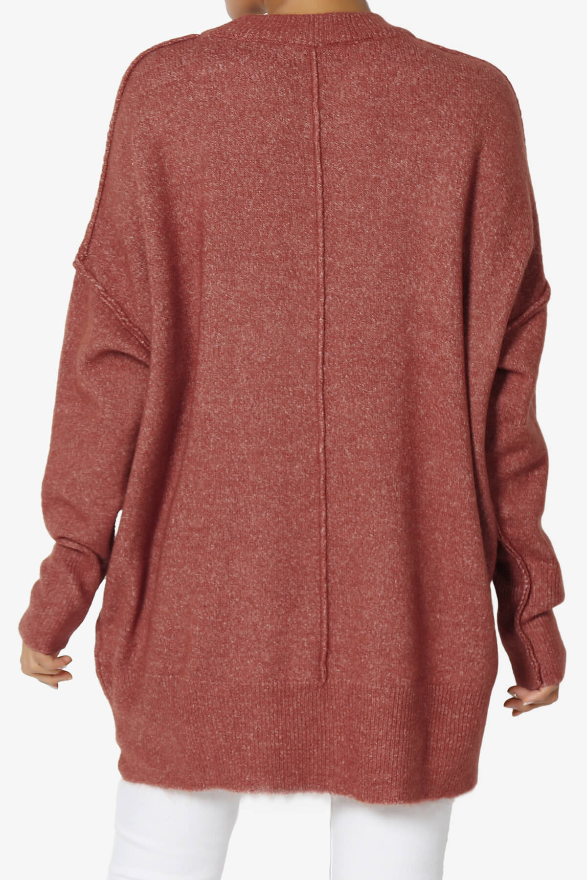 Taryn Oversized Crew Neck Pullover Sweater RUST_2