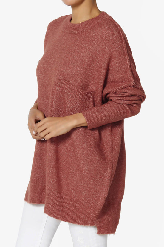 Taryn Oversized Crew Neck Pullover Sweater RUST_3