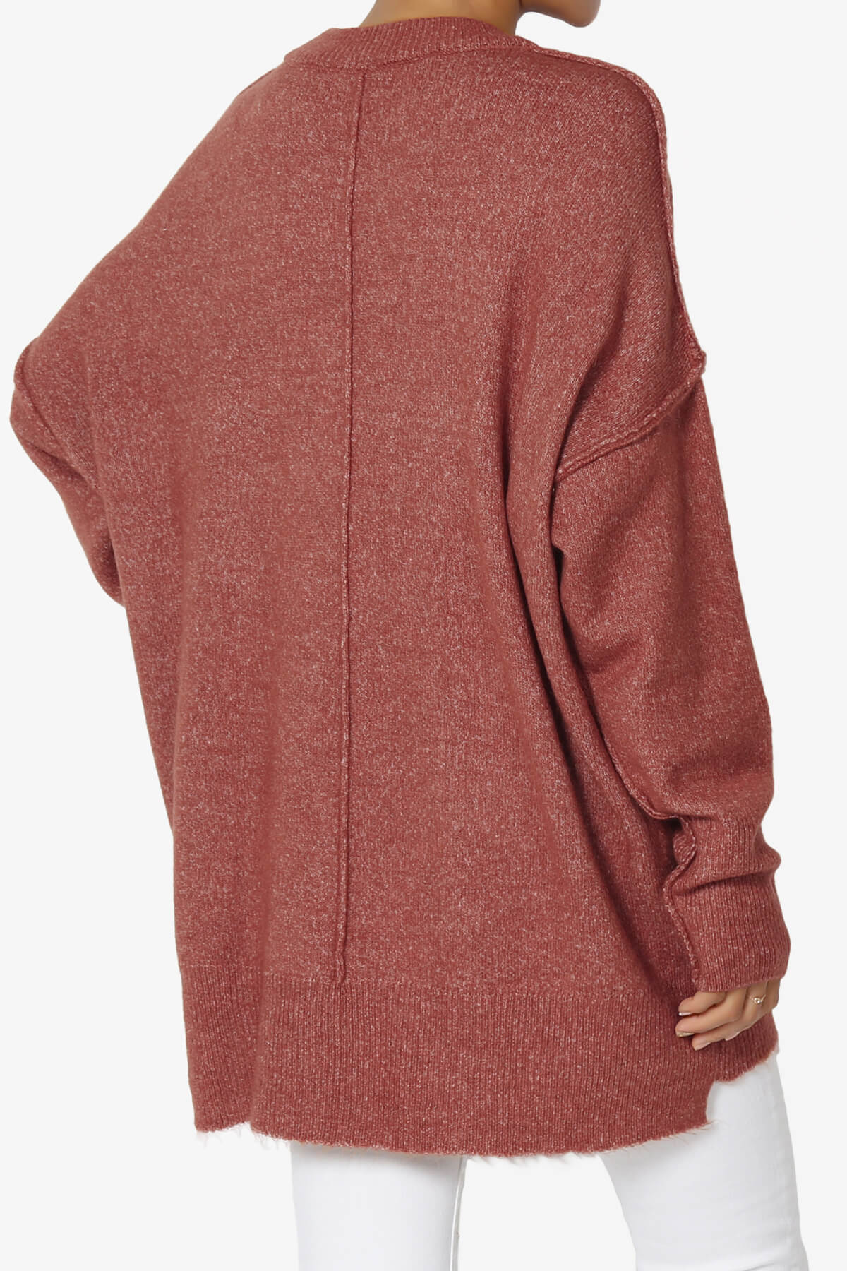 Taryn Oversized Crew Neck Pullover Sweater RUST_4