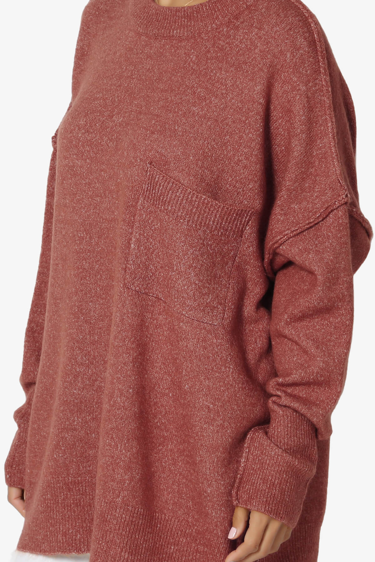 Taryn Oversized Crew Neck Pullover Sweater RUST_5