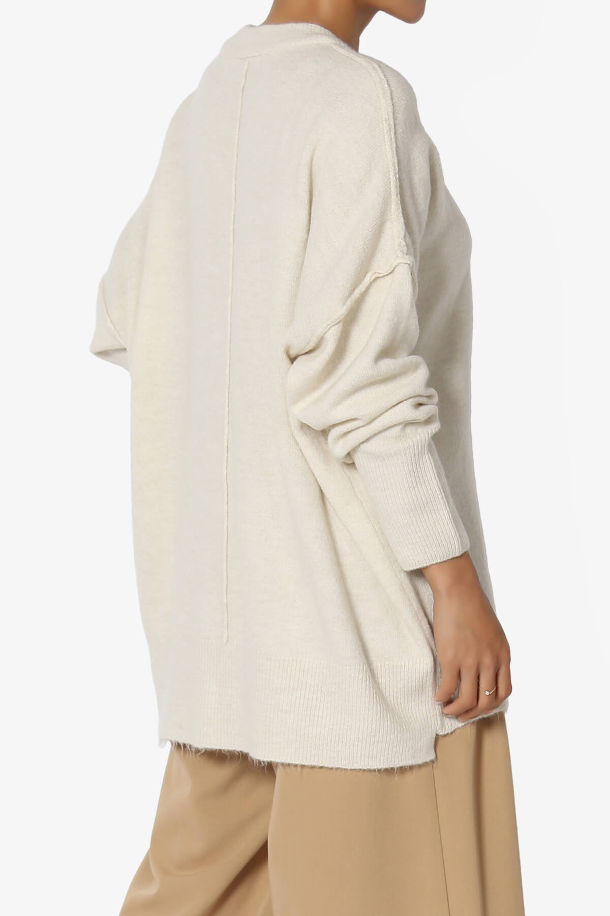 Taryn Oversized Crew Neck Pullover Sweater SAND BEIGE_4