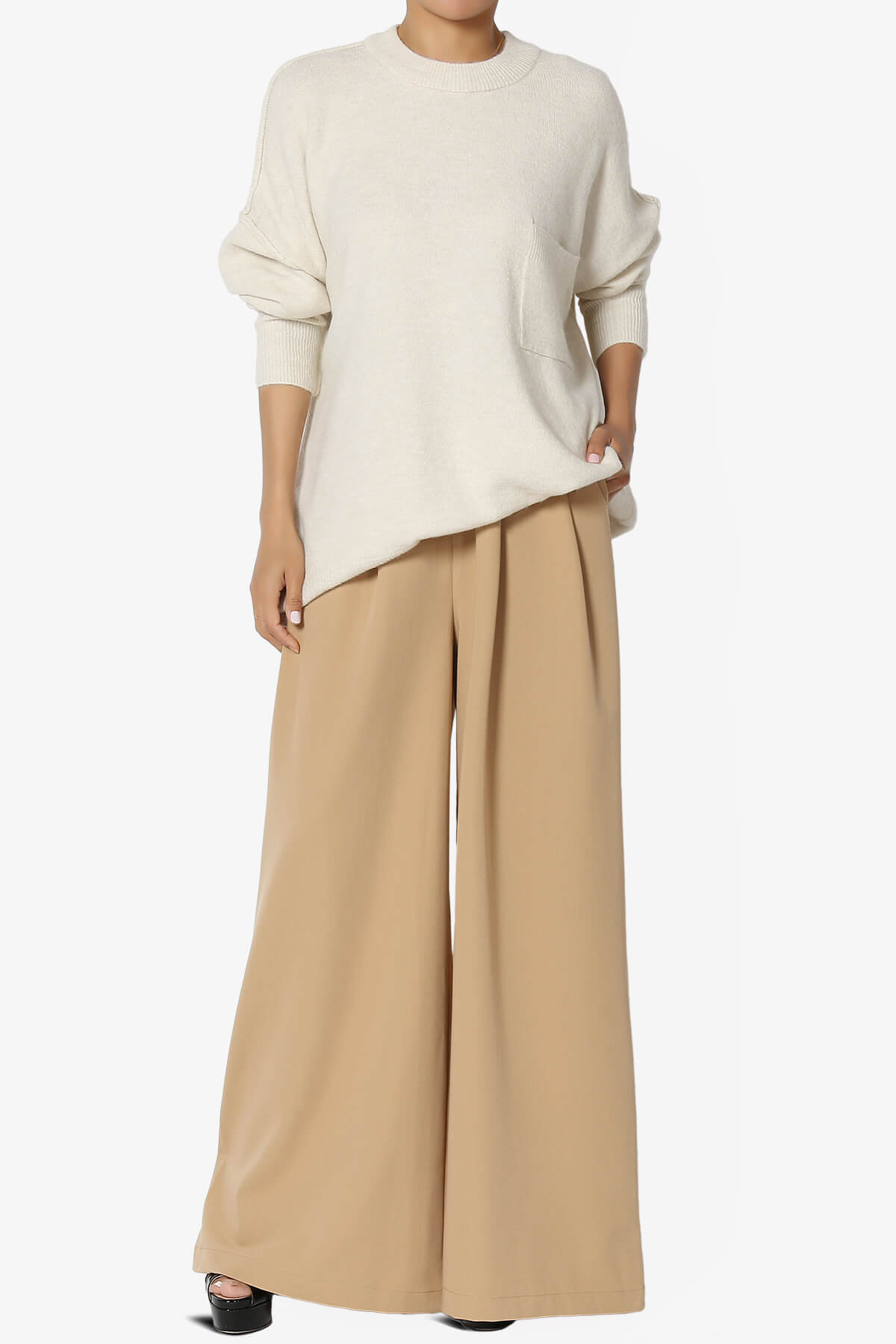 Taryn Oversized Crew Neck Pullover Sweater SAND BEIGE_6