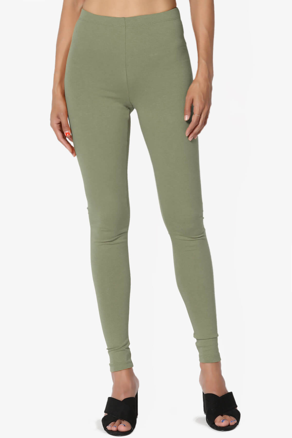 Load image into Gallery viewer, Thalia Cotton Jersey Ankle Leggings DUSTY OLIVE_1
