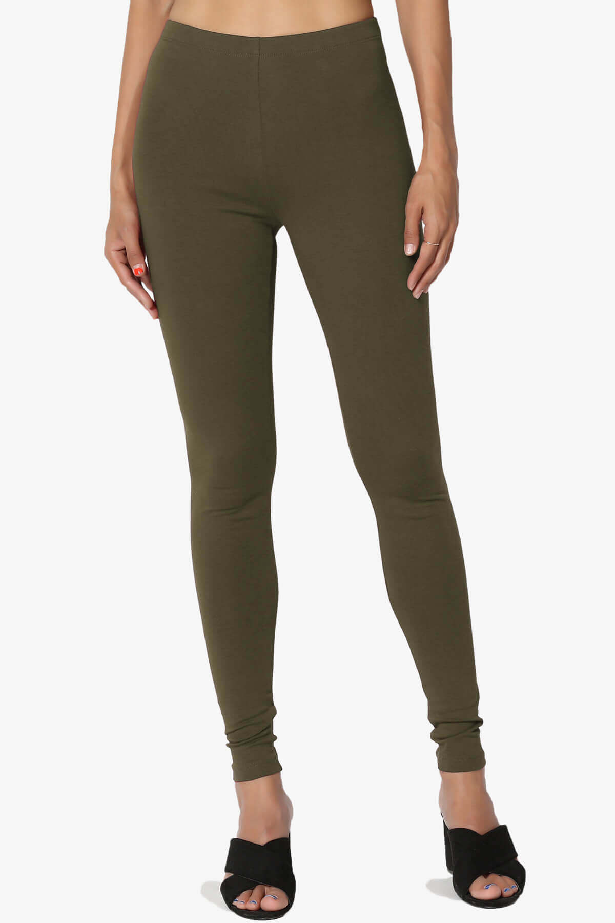 Load image into Gallery viewer, Thalia Cotton Jersey Ankle Leggings OLIVE_1
