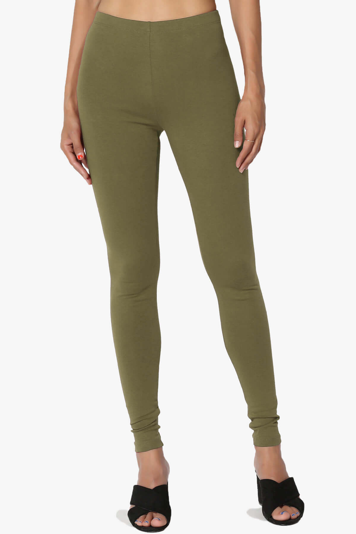 Load image into Gallery viewer, Thalia Cotton Jersey Ankle Leggings OLIVE KHAKI_1
