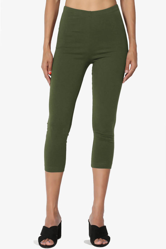 Load image into Gallery viewer, Thalia Cotton Jersey Capri Leggings ARMY GREEN_1
