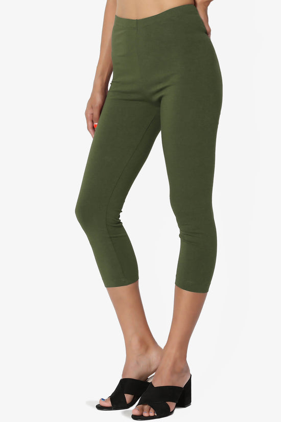 Load image into Gallery viewer, Thalia Cotton Jersey Capri Leggings ARMY GREEN_3
