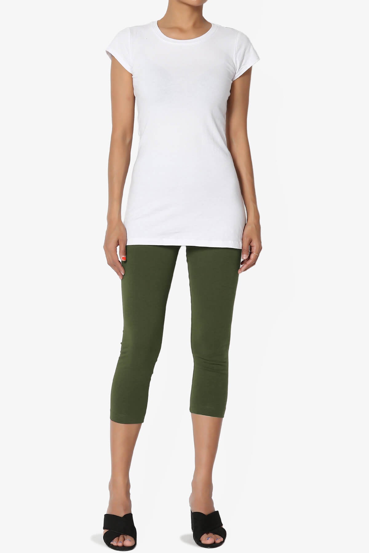 Load image into Gallery viewer, Thalia Cotton Jersey Capri Leggings ARMY GREEN_6
