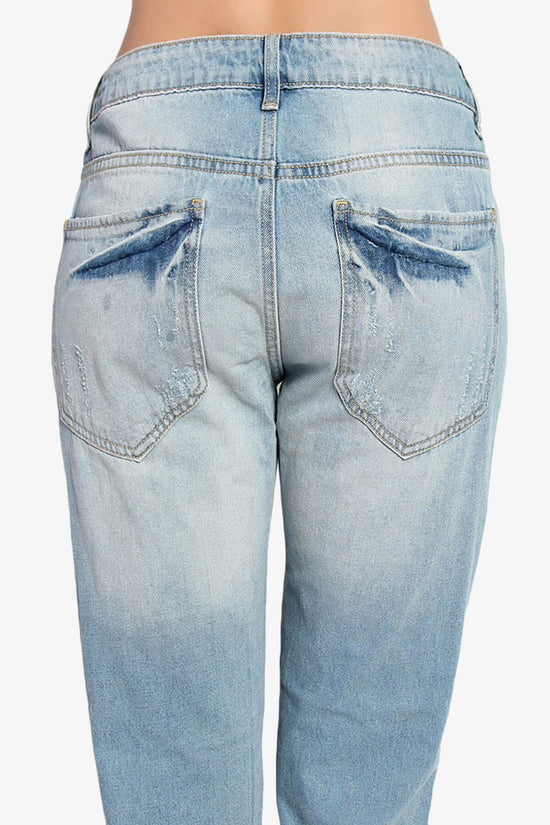 Load image into Gallery viewer, Tielo Mid Rise Ripped Boyfriend Jeans LIGHT_6
