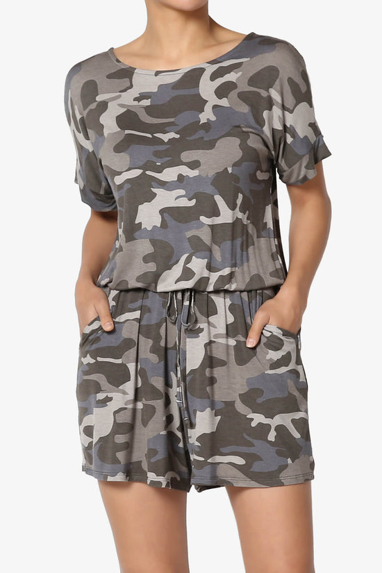 Tina Camouflage Short Sleeve Jersey Romper DUSTY OLIVE_1