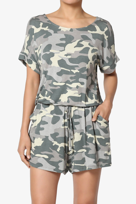 Tina Camouflage Short Sleeve Jersey Romper GREEN_1