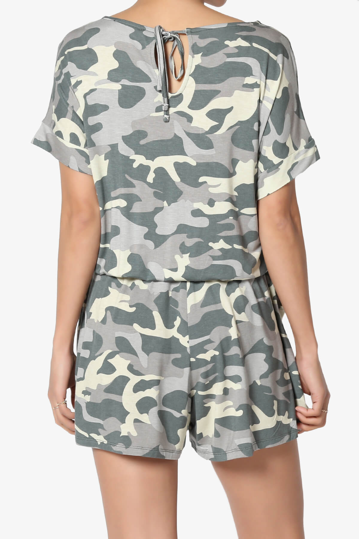 Tina Camouflage Short Sleeve Jersey Romper GREEN_2