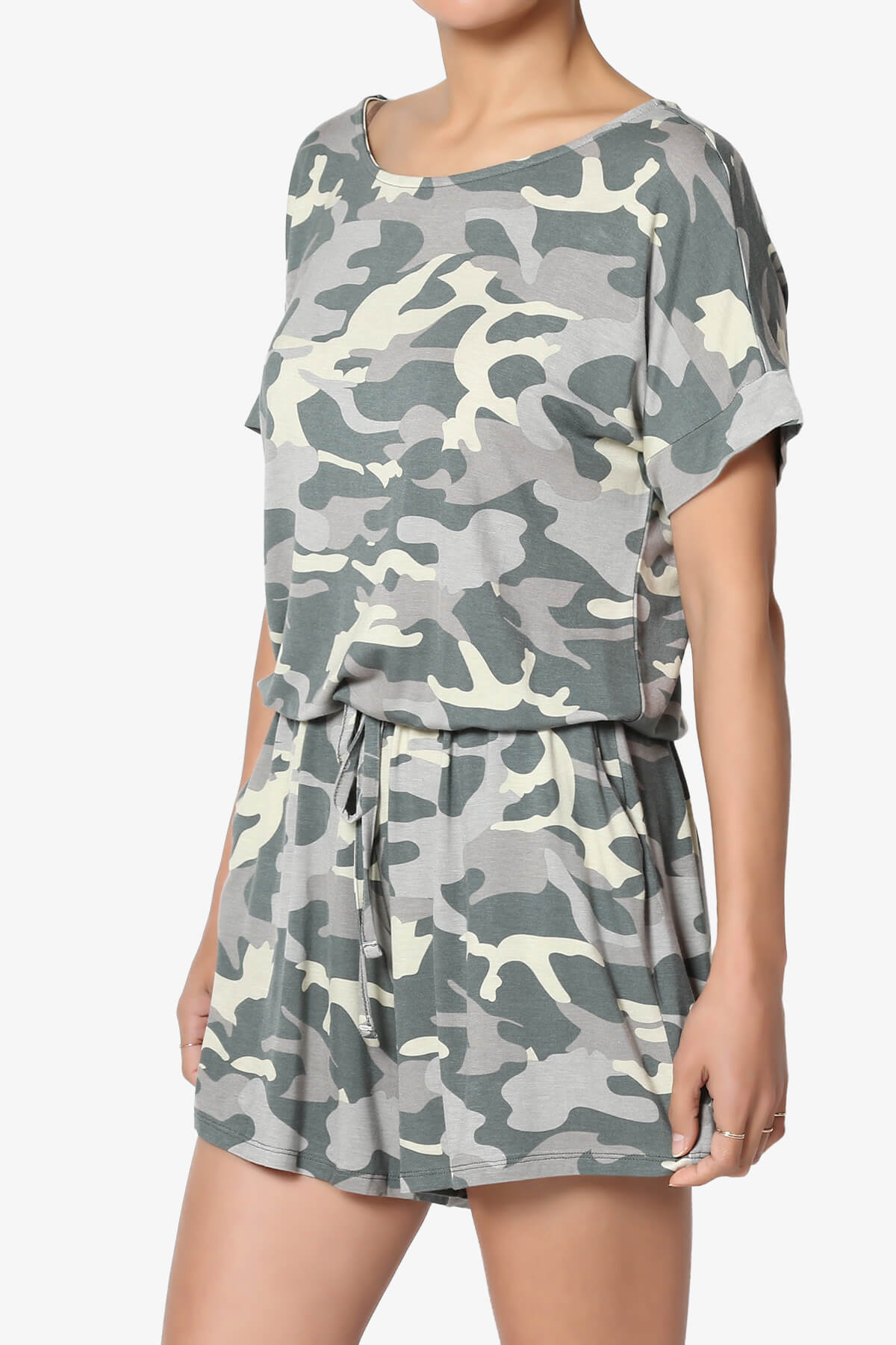 Tina Camouflage Short Sleeve Jersey Romper GREEN_3