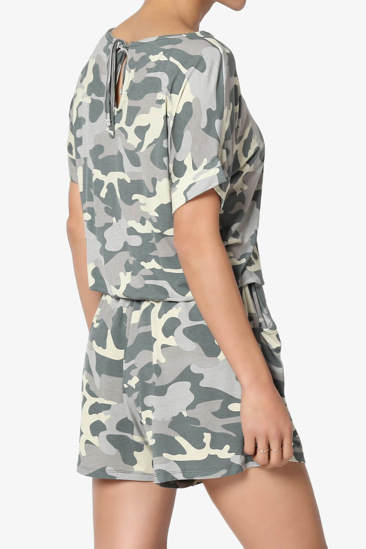 Tina Camouflage Short Sleeve Jersey Romper GREEN_4