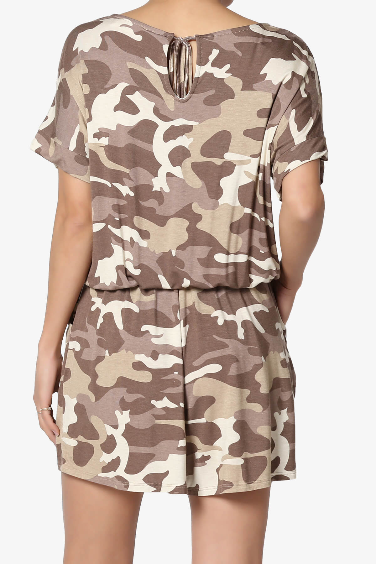 Tina Camouflage Short Sleeve Jersey Romper KHAKI_2
