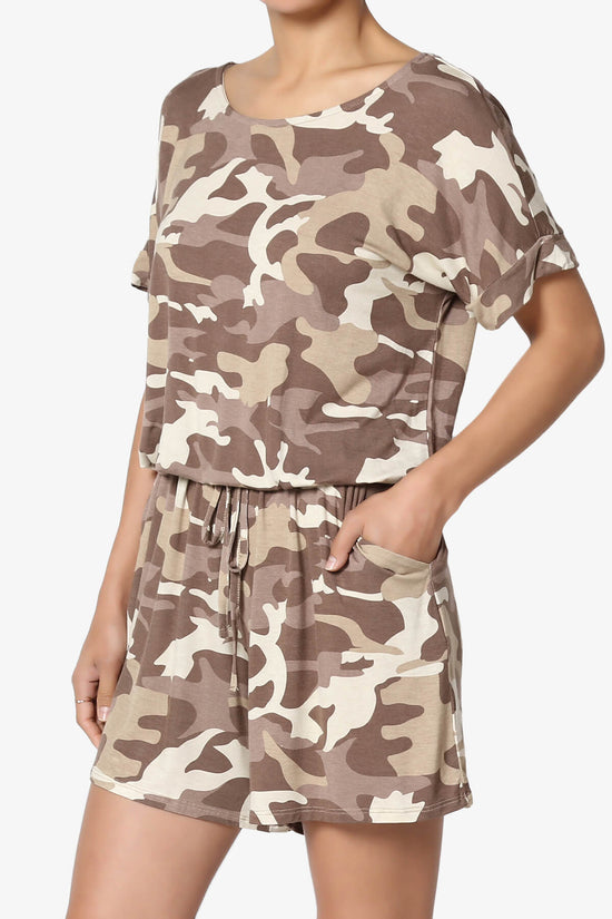 Tina Camouflage Short Sleeve Jersey Romper KHAKI_3