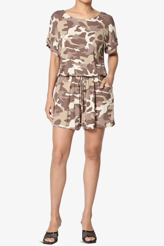Tina Camouflage Short Sleeve Jersey Romper KHAKI_6