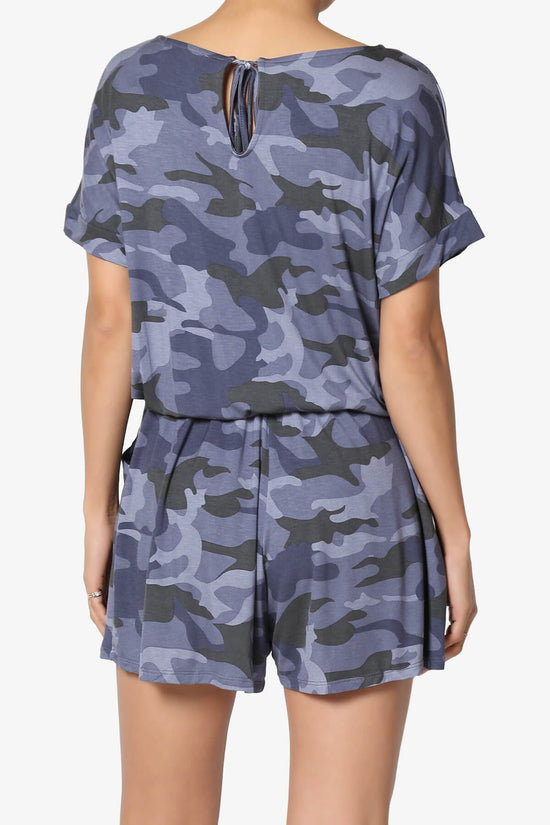 Load image into Gallery viewer, Tina Camouflage Short Sleeve Jersey Romper NAVY_2
