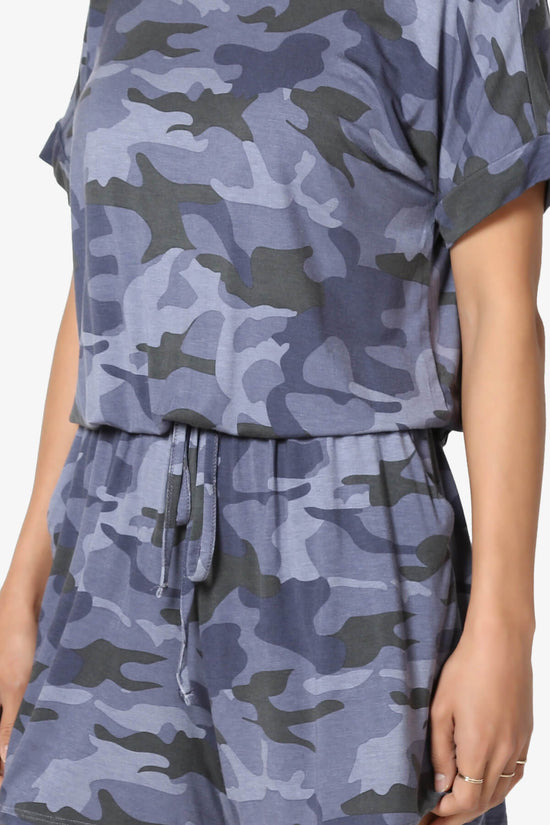 Load image into Gallery viewer, Tina Camouflage Short Sleeve Jersey Romper NAVY_5
