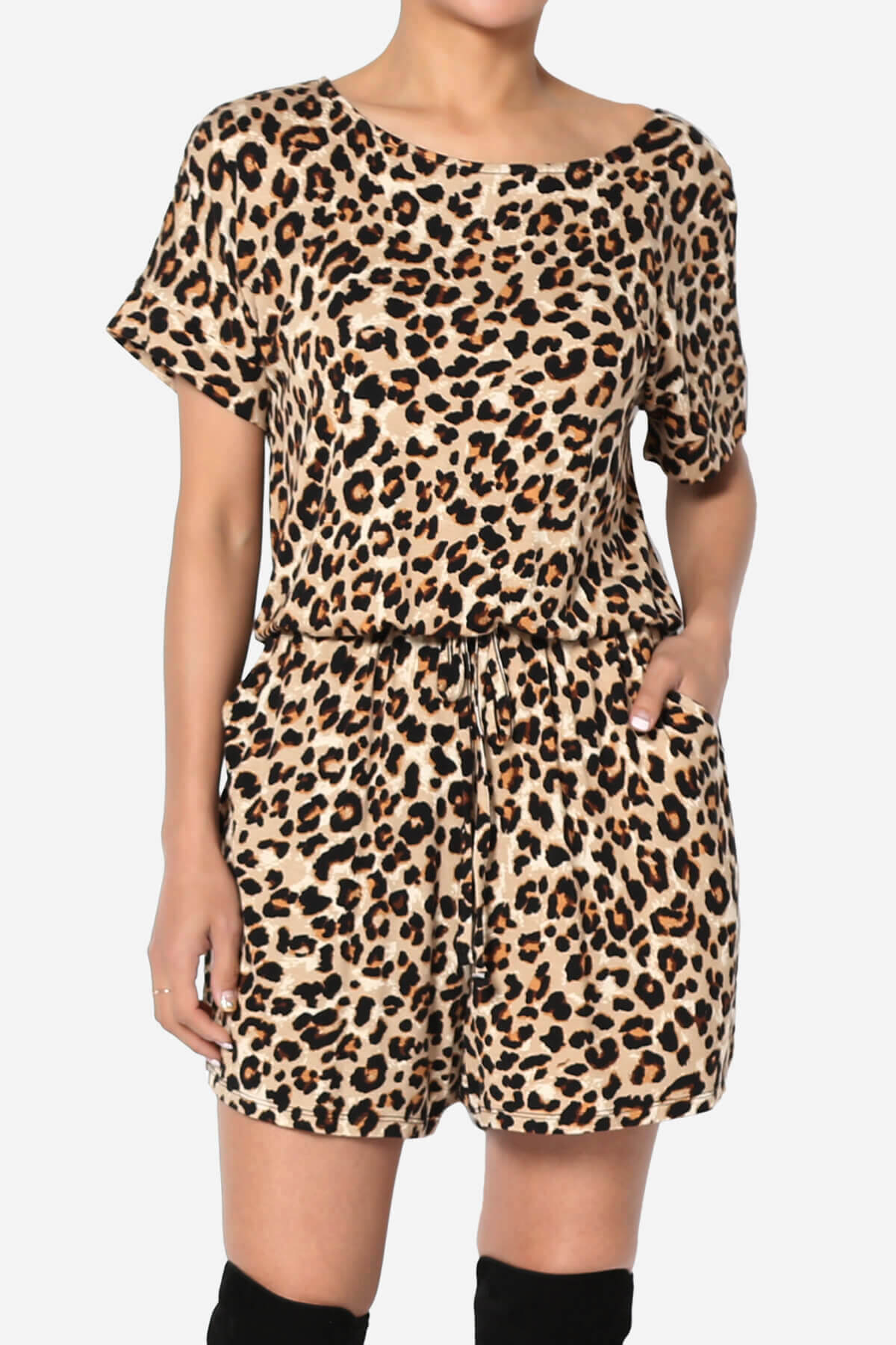Tina Leopard Short Sleeve Jersey Romper LEOPARD_1