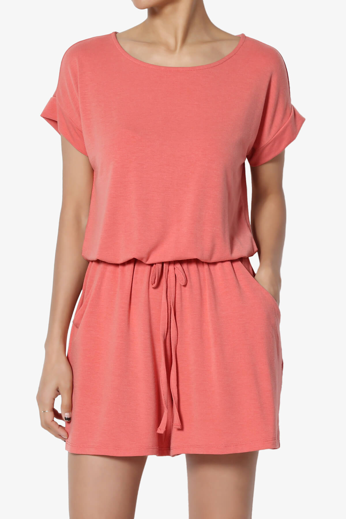 Tina Short Sleeve Jersey Romper CORAL_1
