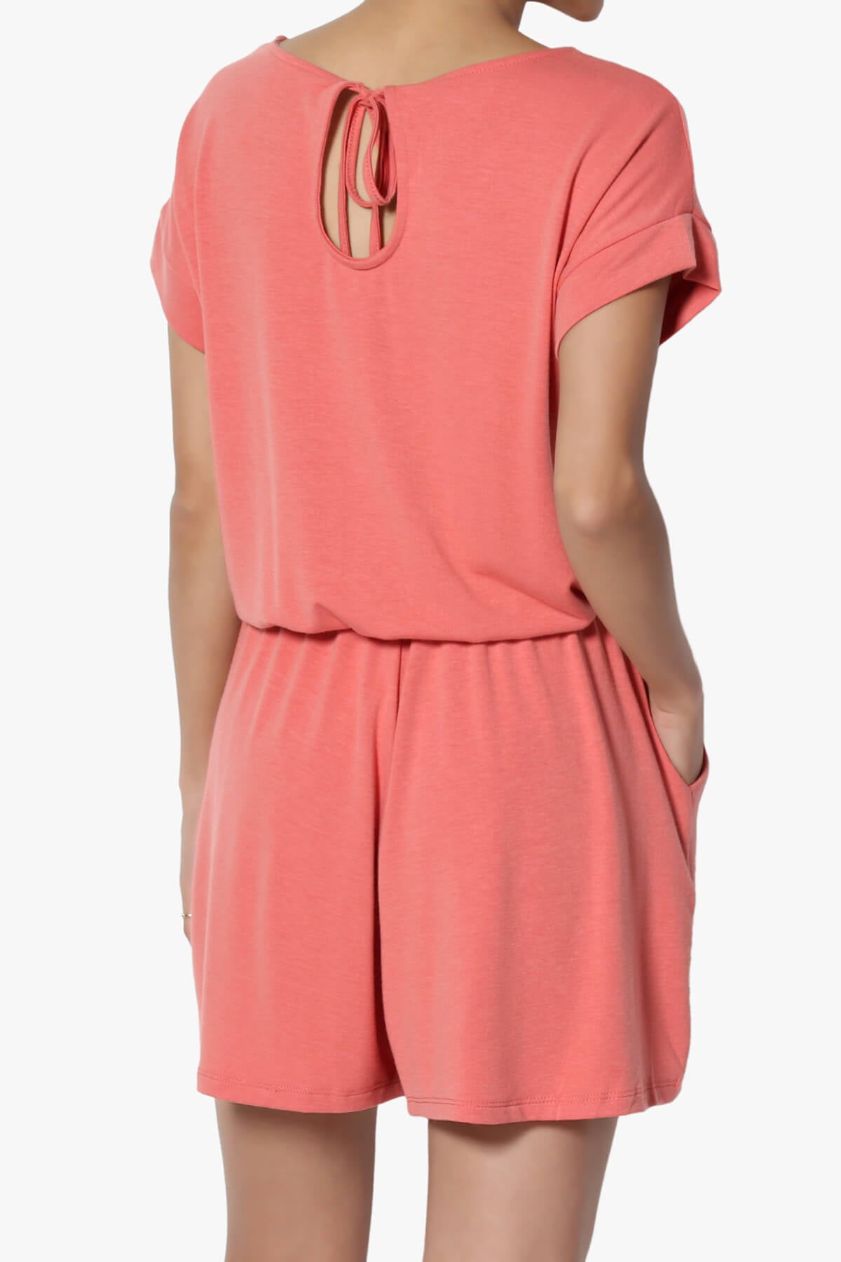 Tina Short Sleeve Jersey Romper CORAL_2