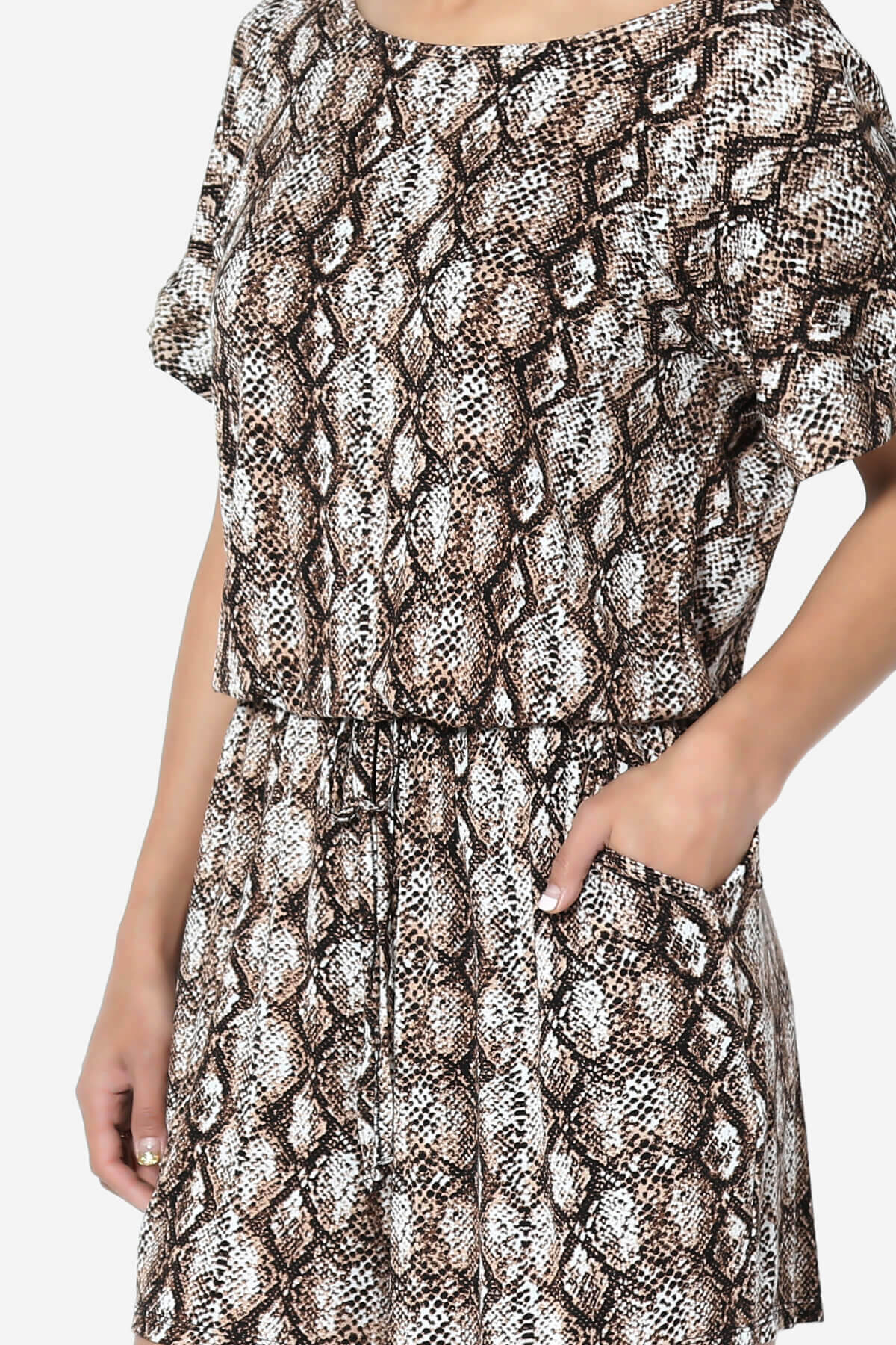 Load image into Gallery viewer, Tina Snake Skin Short Sleeve Jersey Romper BROWN_5
