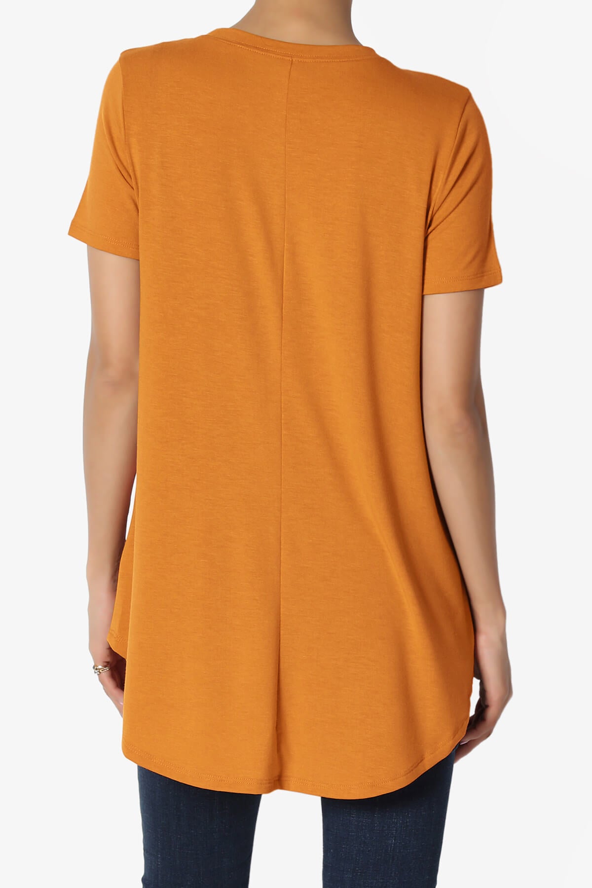 Tristan Essential Short Sleeve Round Hem Top D. MUSTARD_2