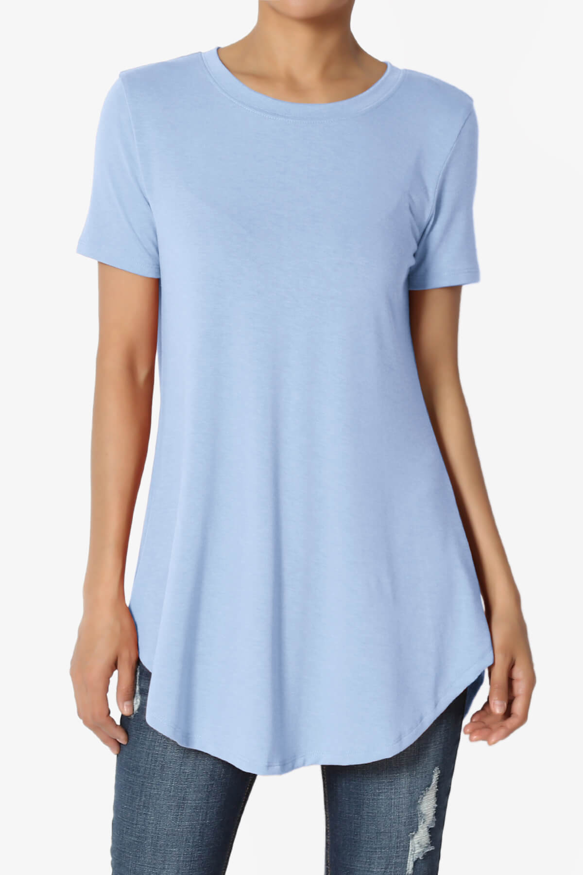 Tristan Essential Short Sleeve Round Hem Top LIGHT BLUE_1