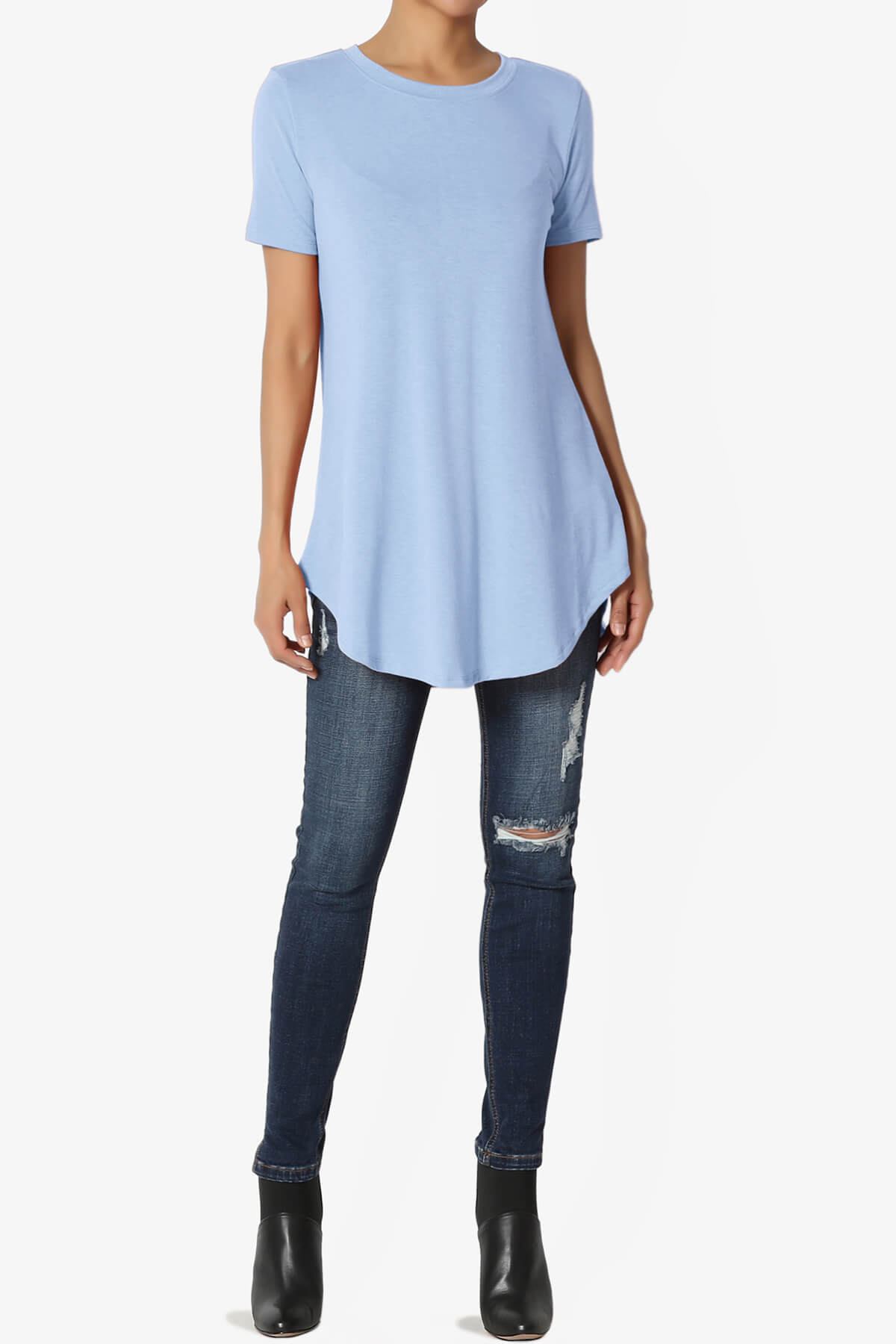 Tristan Essential Short Sleeve Round Hem Top LIGHT BLUE_6