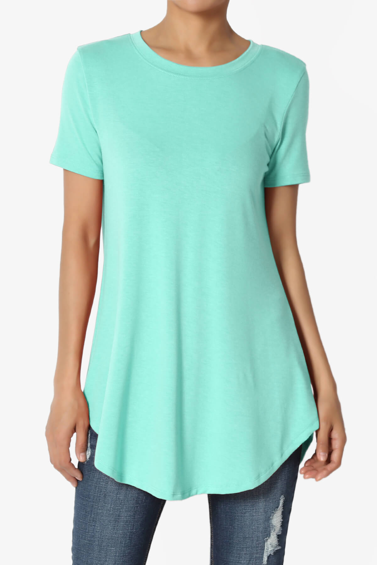 Tristan Essential Short Sleeve Round Hem Top MINT_1