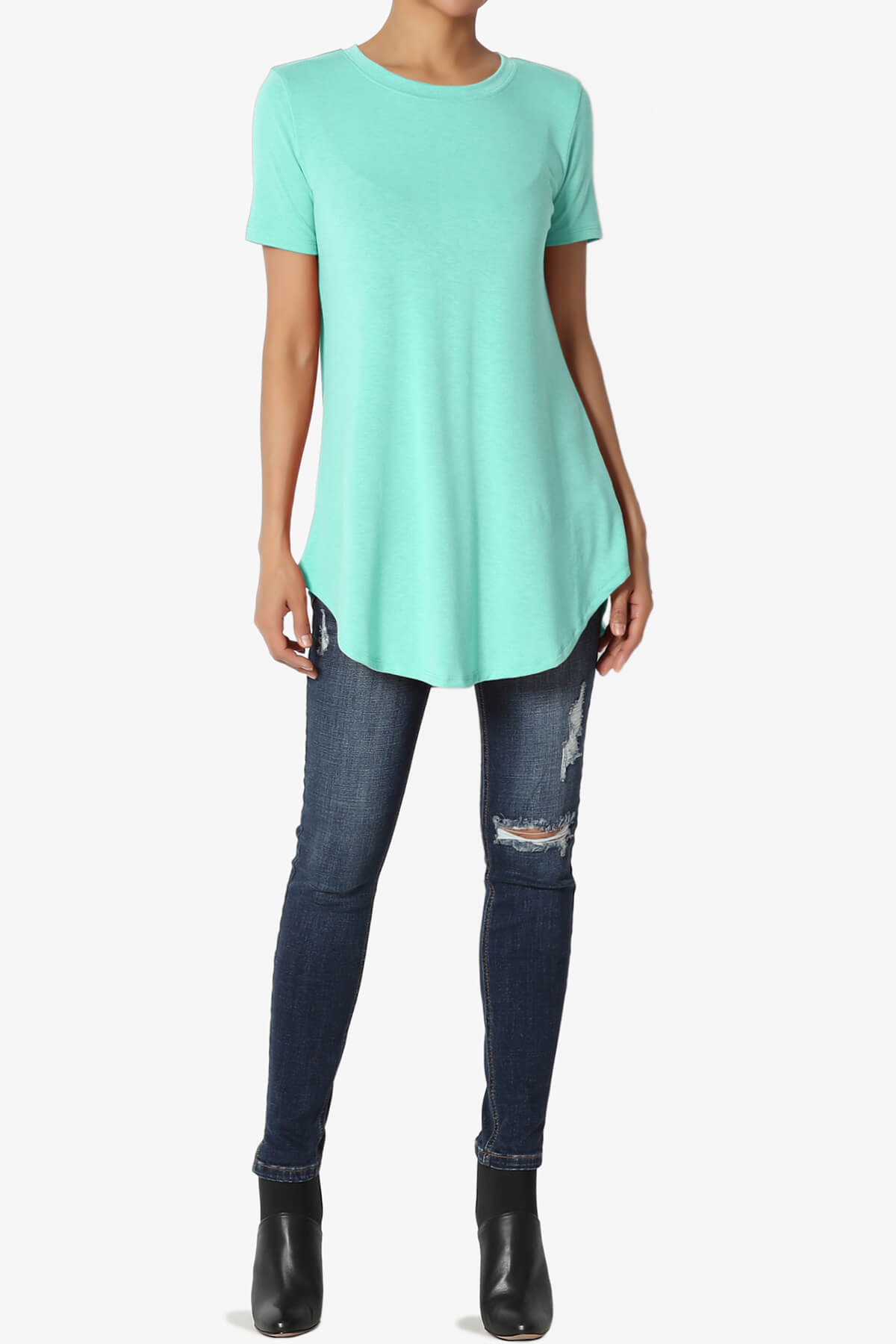 Tristan Essential Short Sleeve Round Hem Top MINT_6