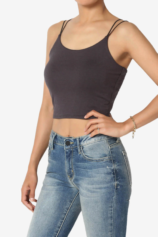 Load image into Gallery viewer, Twirl Spaghetti Straps Double Layer Crop Cami ASH GREY_3

