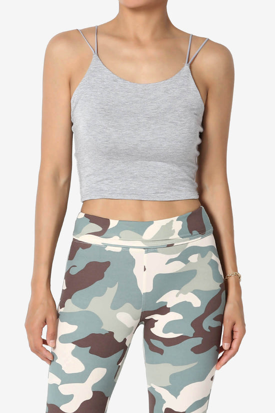 Load image into Gallery viewer, Twirl Spaghetti Straps Double Layer Crop Cami HEATHER GREY_1
