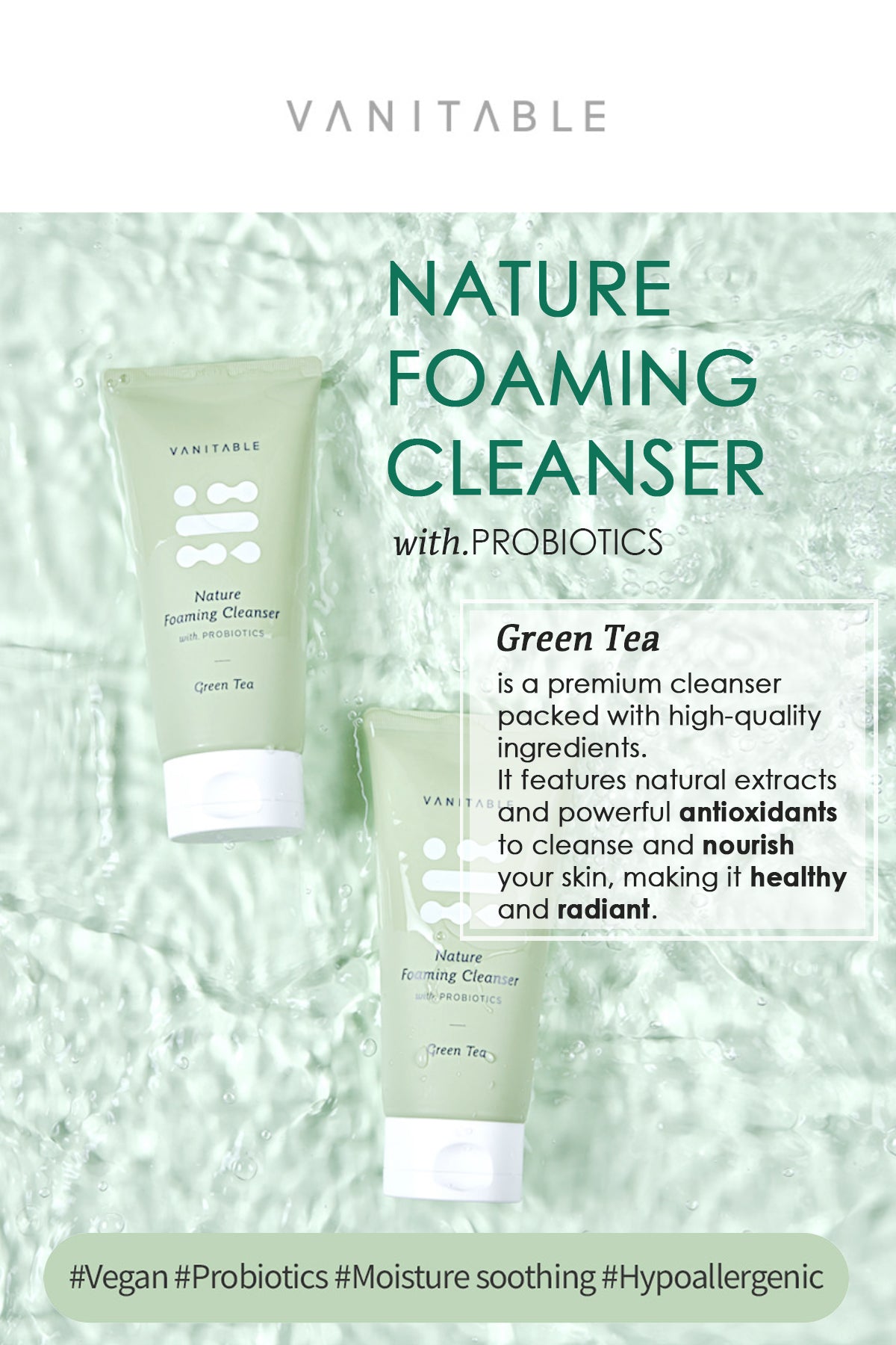 Vanitable Nature Foaming Cleanser Green Tea 180ml