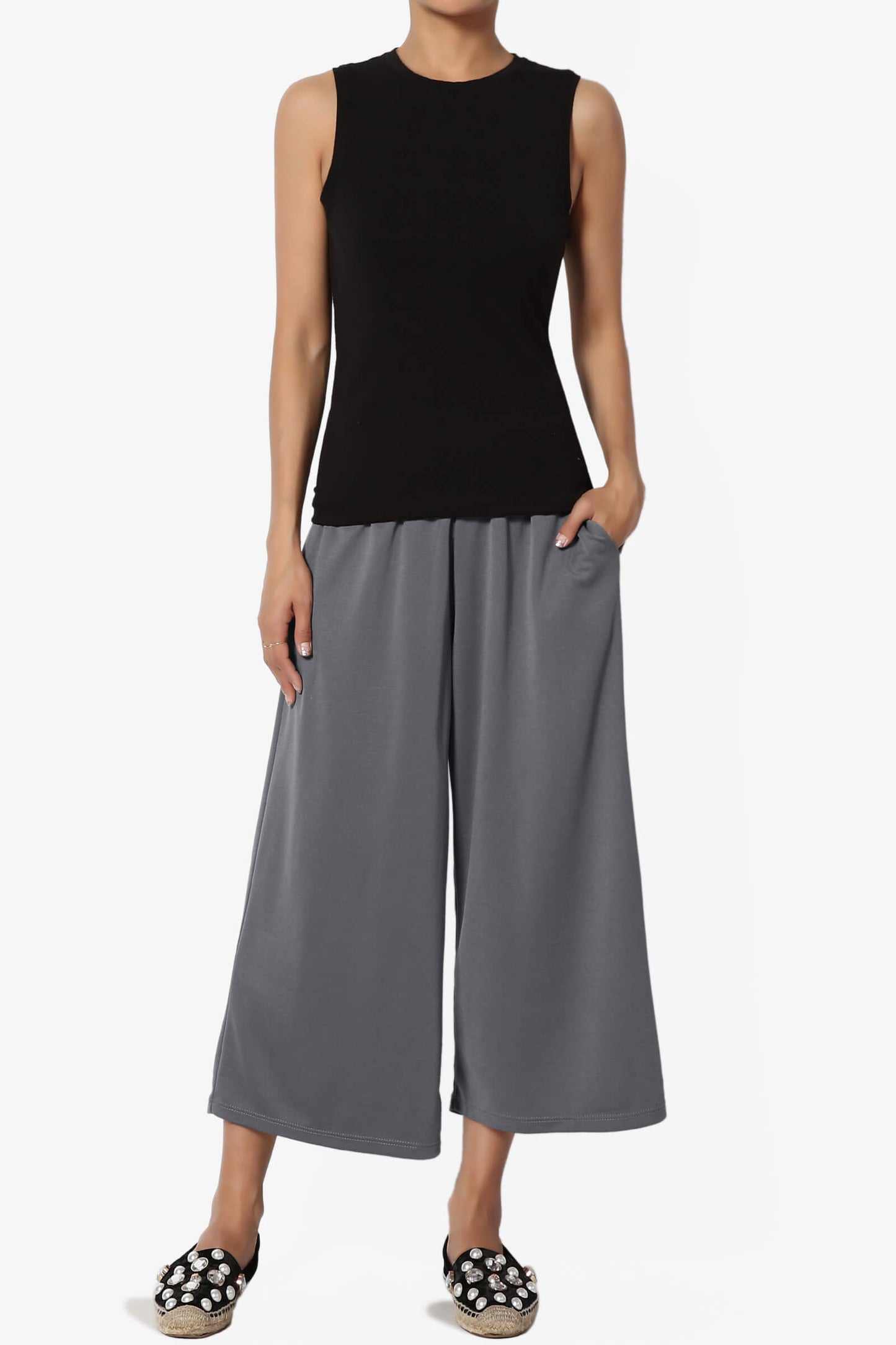 Venetia Elasticated Waist Culottes CHARCOAL_6