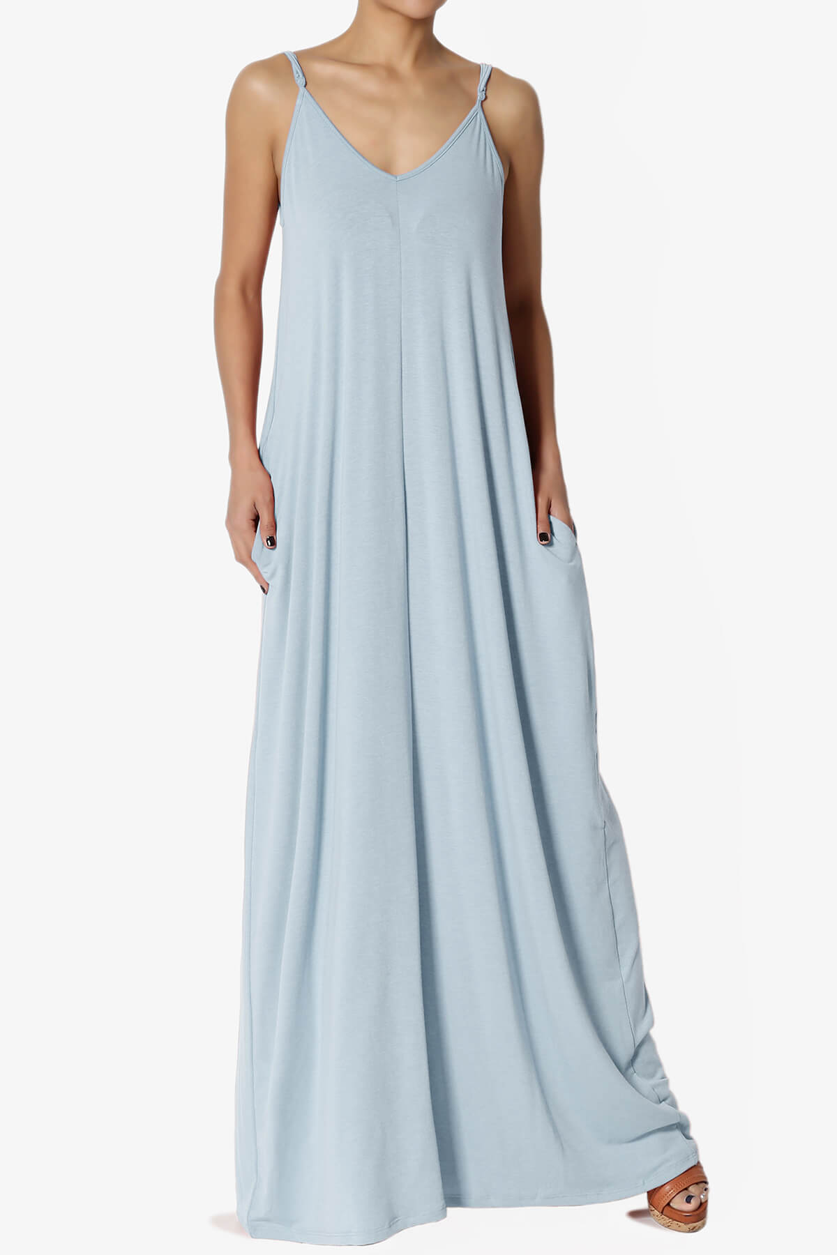 Venus Pocket Cami Maxi Dress ASH BLUE_1
