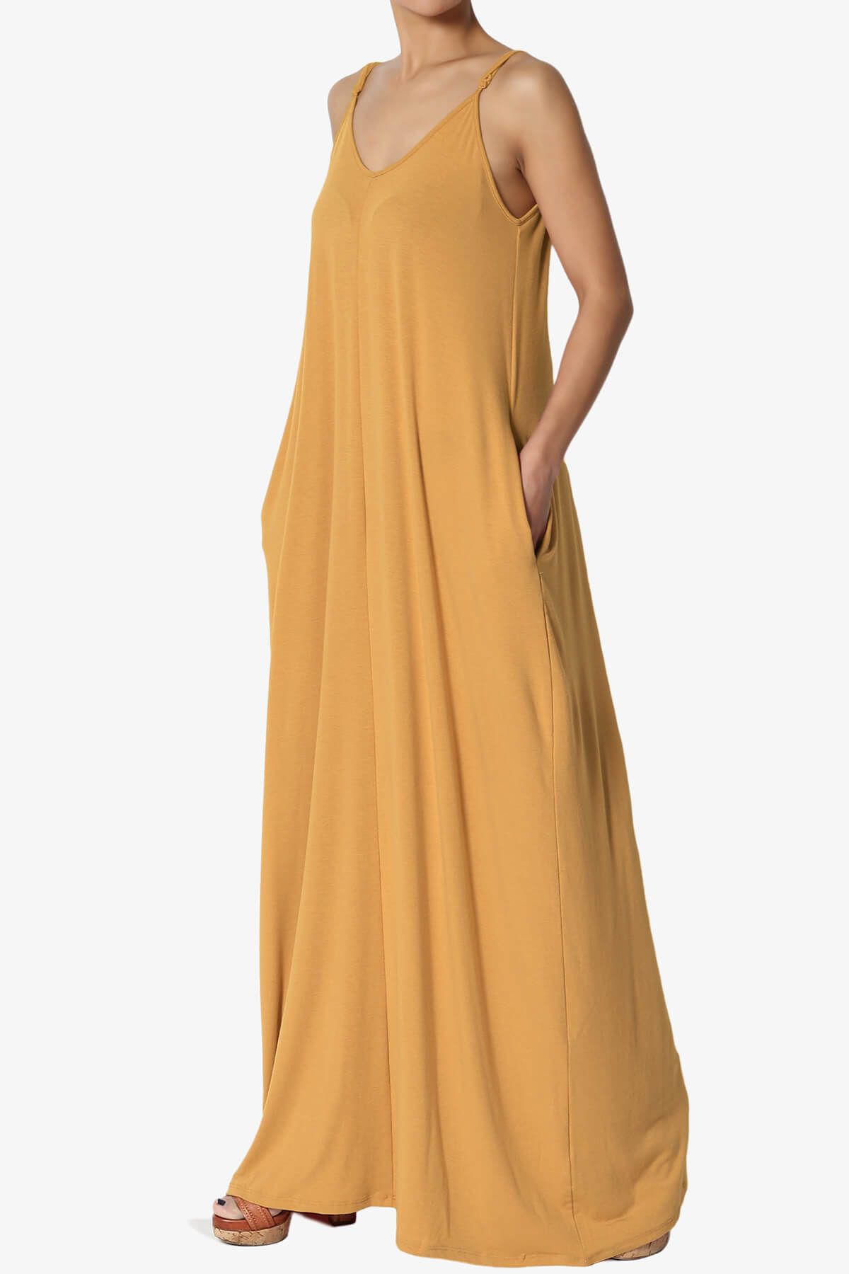 Venus Pocket Cami Maxi Dress GOLDEN MUSTARD_3