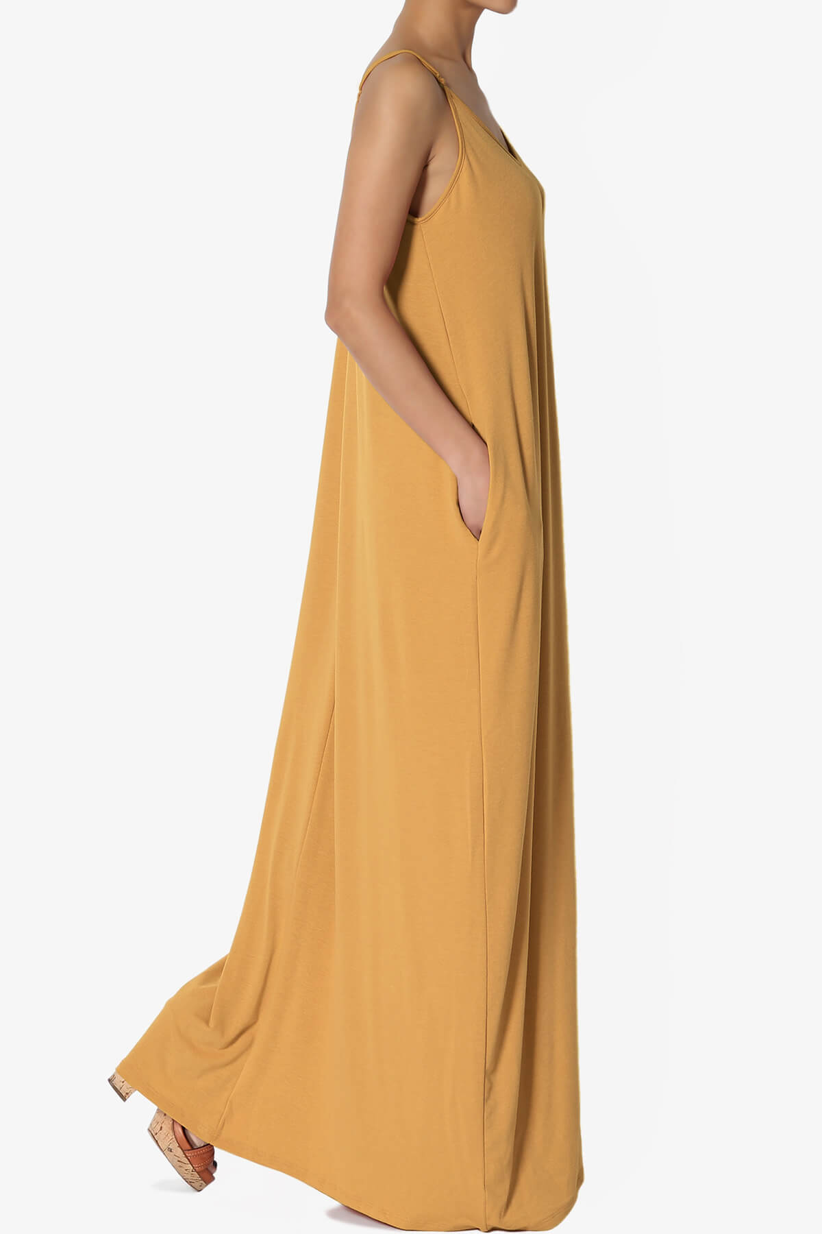 Venus Pocket Cami Maxi Dress GOLDEN MUSTARD_4