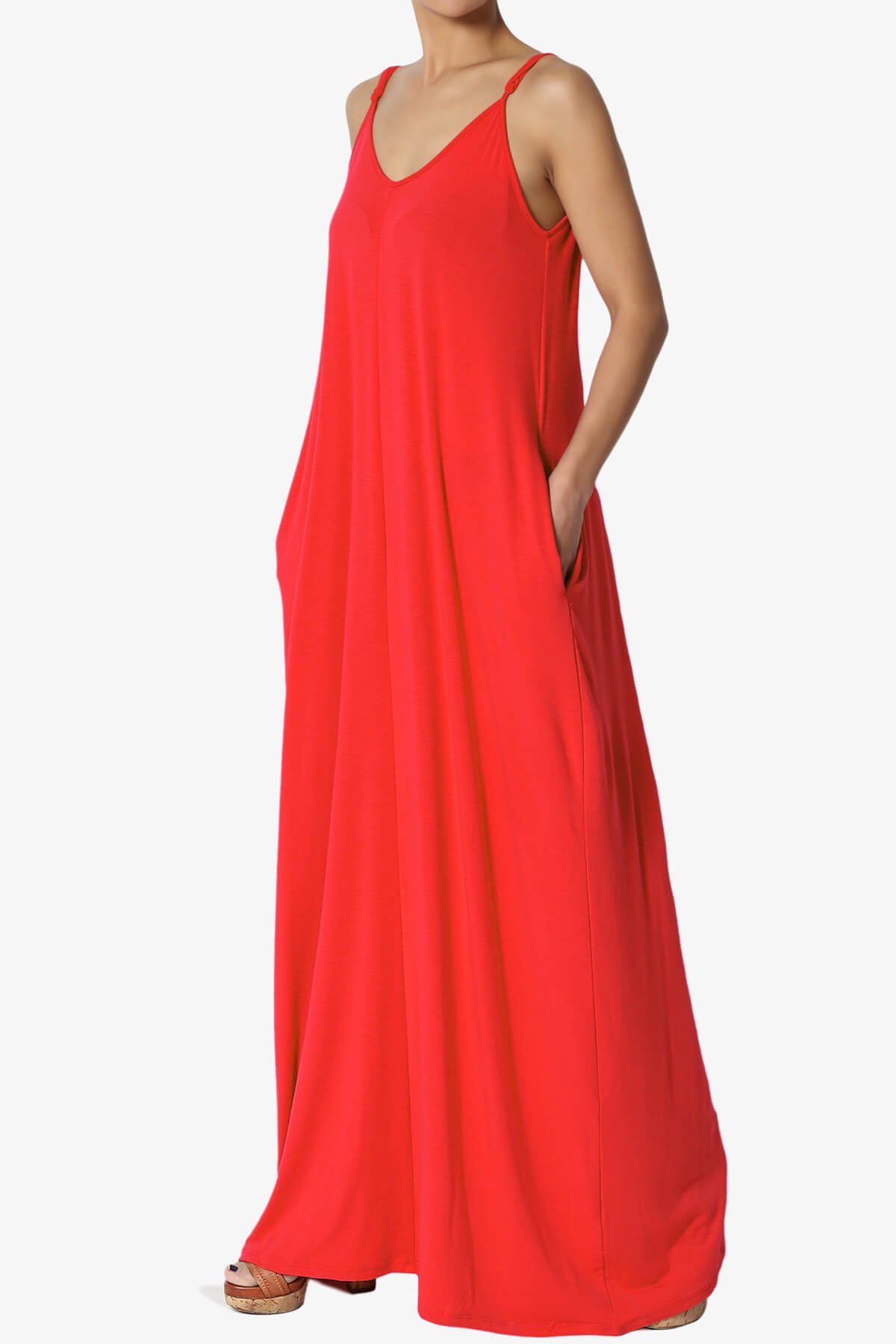 Venus Pocket Cami Maxi Dress RED_3