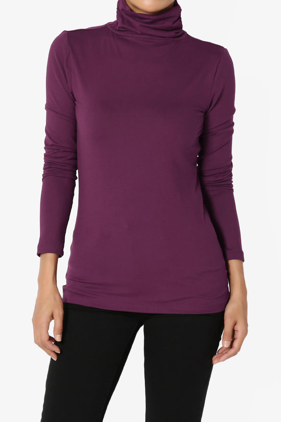 Viable Ruched Turtle Neck Long Sleeve Top DARK PLUM_1