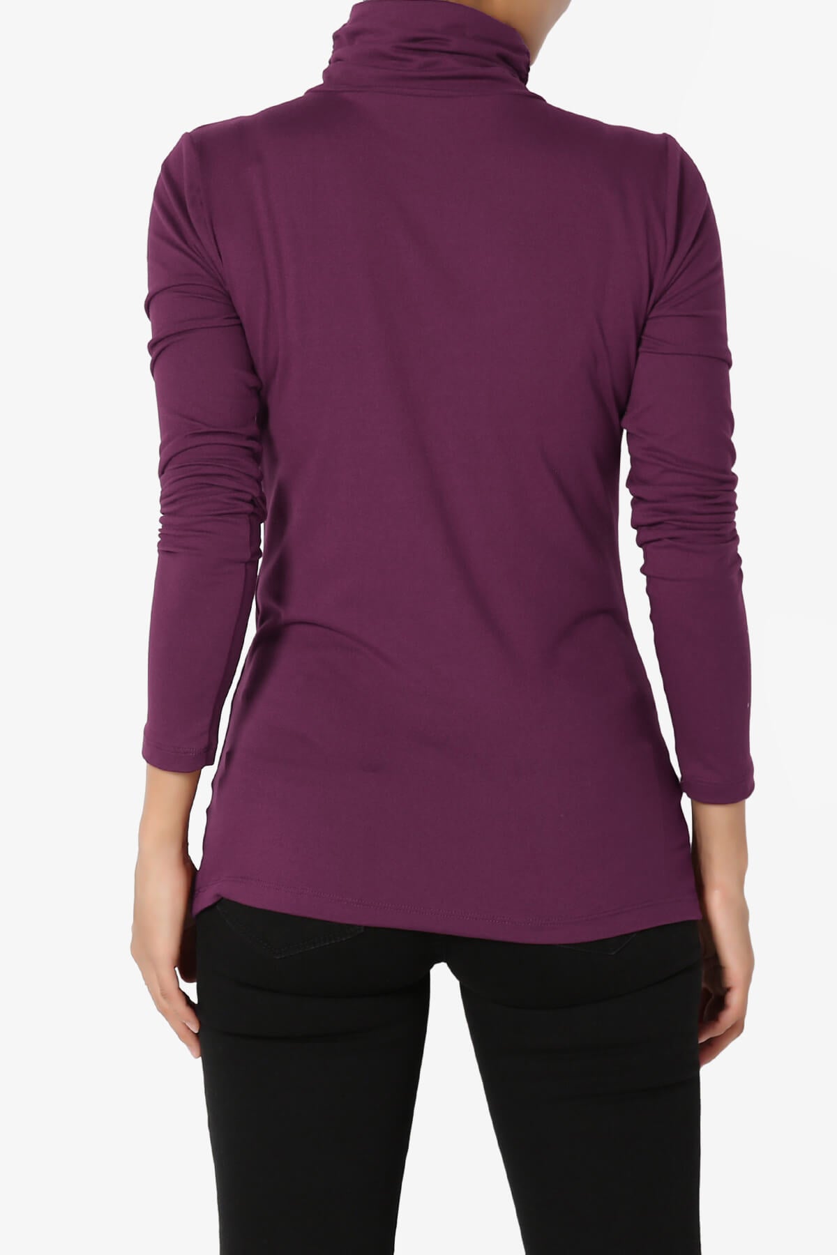 Viable Ruched Turtle Neck Long Sleeve Top DARK PLUM_2