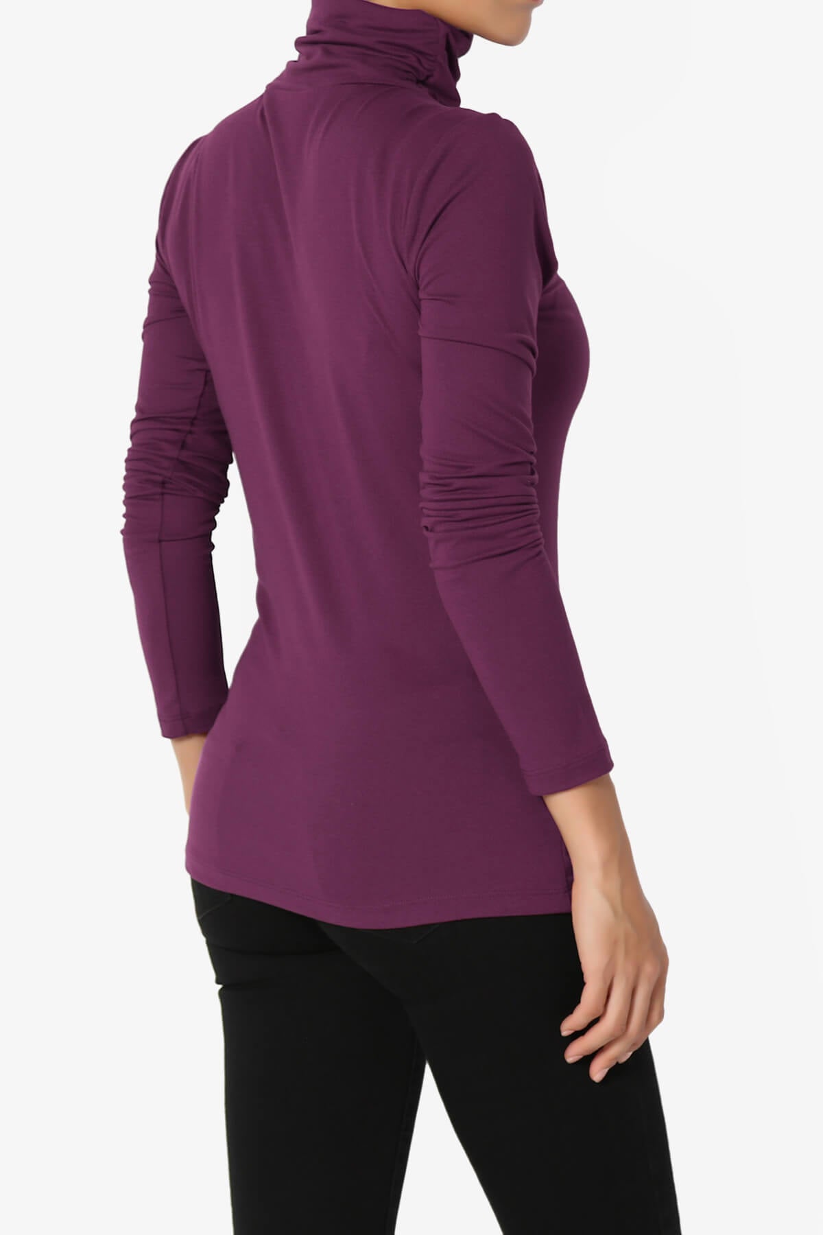 Viable Ruched Turtle Neck Long Sleeve Top DARK PLUM_4