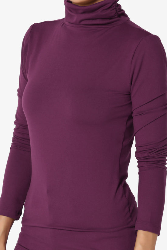 Viable Ruched Turtle Neck Long Sleeve Top DARK PLUM_5