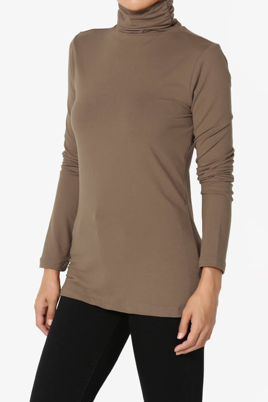 Viable Ruched Turtle Neck Long Sleeve Top MOCHA_3