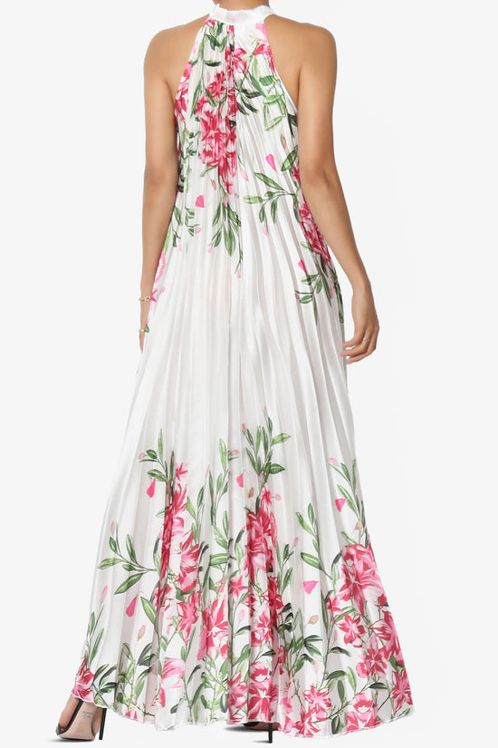 Load image into Gallery viewer, Vivienne Floral Halter Pleated A Line Maxi Dress WHITE_2
