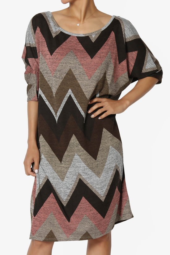 Wanda Chevron Dolman Sleeve Dress MOCHA_1