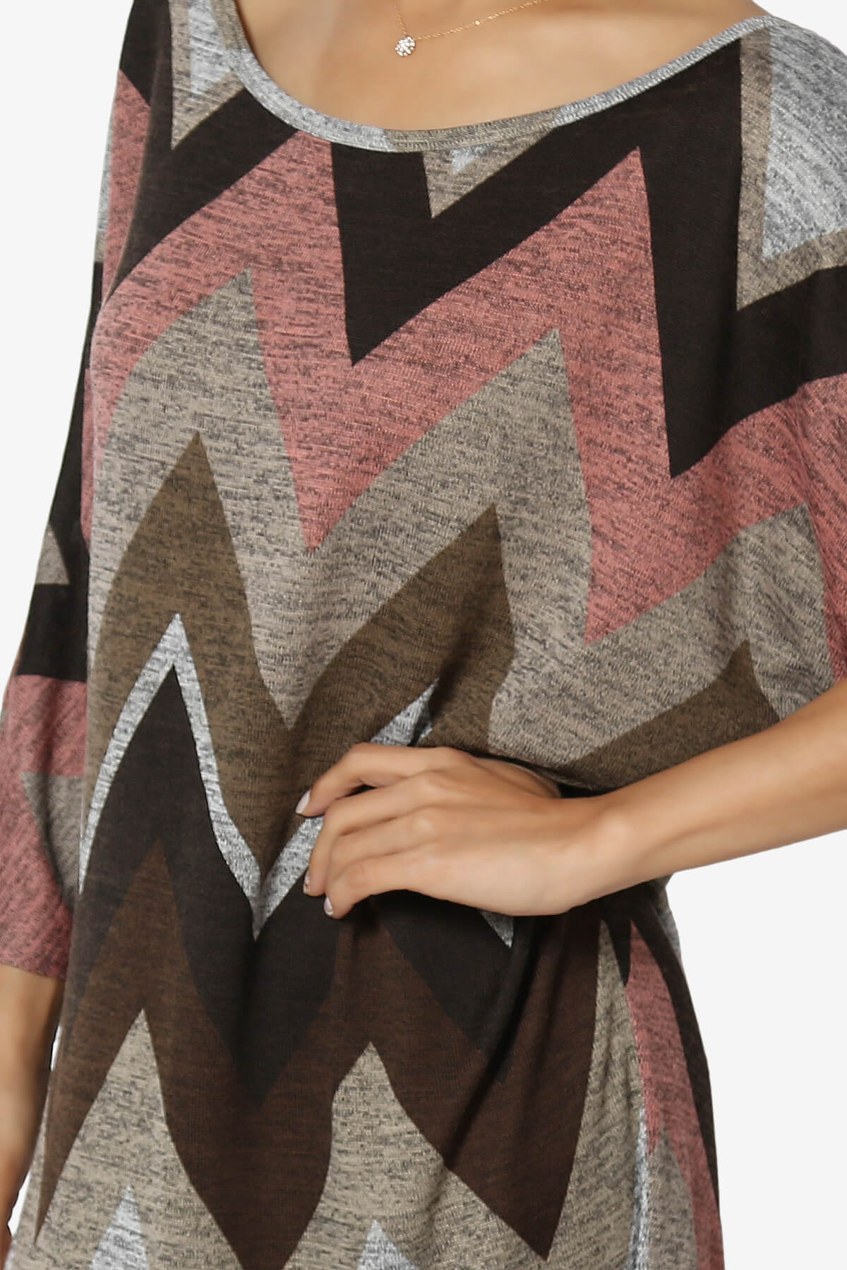 Wanda Chevron Dolman Sleeve Dress MOCHA_5